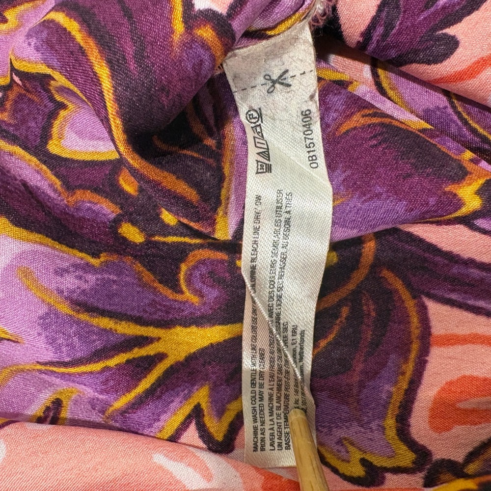 Anthropologie Sleep Top Womens XS Purple Floral Velvet Satin Pajama Shirt EUC - Picture 6 of 7